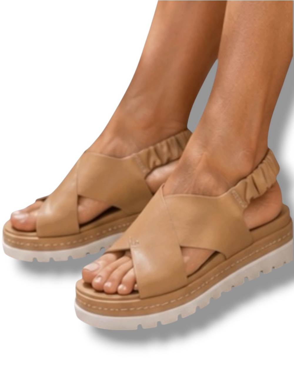 J/Slides Resa Leather Platform Comfort Shoe Slide Sandal Womens Size 6
